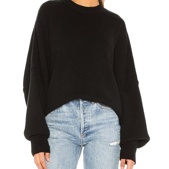 Free People Easy Street Tunic Ribbed Mock Neck Sweater Black | XS - Picture 3 of 5